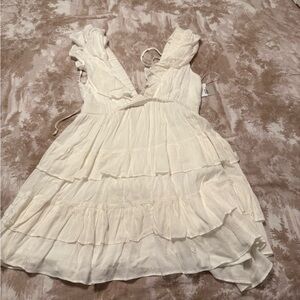 bp White Ruffled Mini Dress